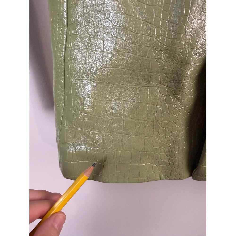 Princess Polly Green Croc Embossed Jacket Women's Size 0 Faux Leather - Picture 10 of 12